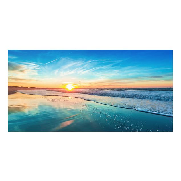 Spritzschutz Glas - Romantischer Sonnenuntergang am Meer - Querformat - 2:1