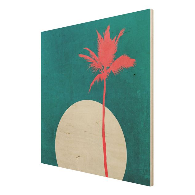 Moderne Holzbilder Palme Karibik