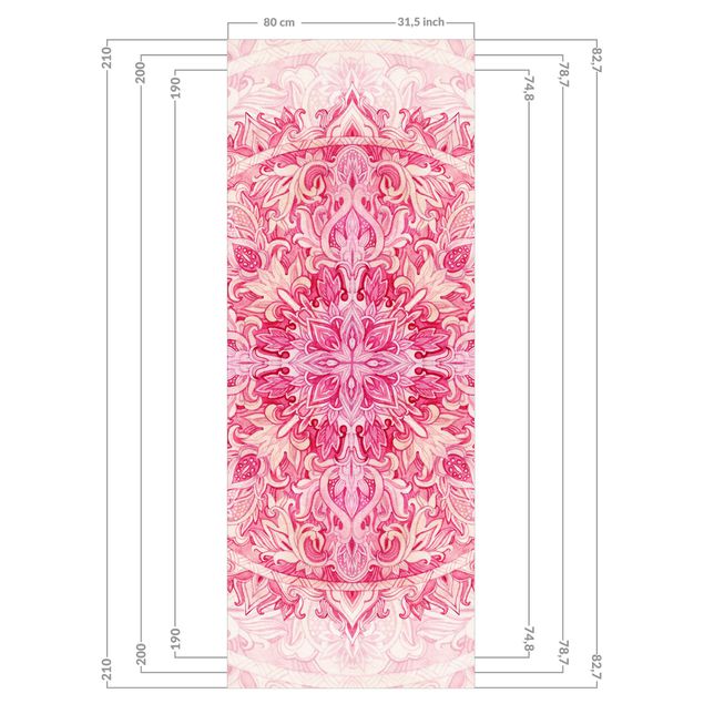 Duschrückwand - Mandala Aquarell Ornament Muster pink