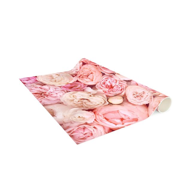 Moderner Teppich Rosen Rosé Koralle Shabby