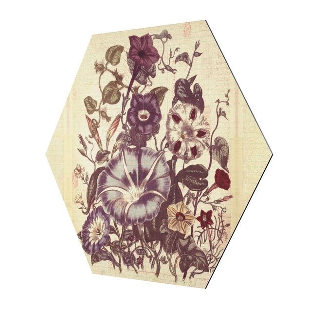 Hexagon Bild Alu-Dibond - Vintage Memory Blumenstrauss