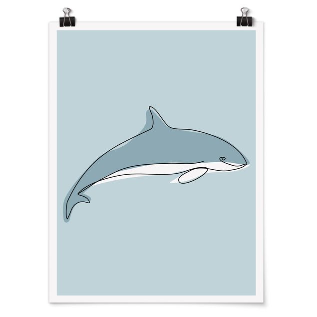 Poster Line Art Delfin Line Art