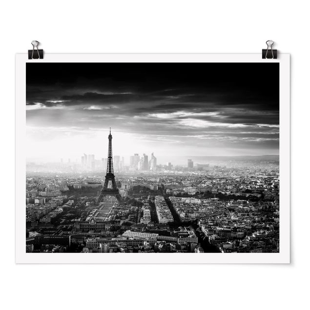 Bilder für die Wand Der Eiffelturm von Oben Schwarz-weiß