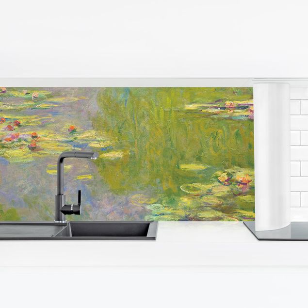 Küchenrückwand Glas Blumen Claude Monet - Grüne Seerosen