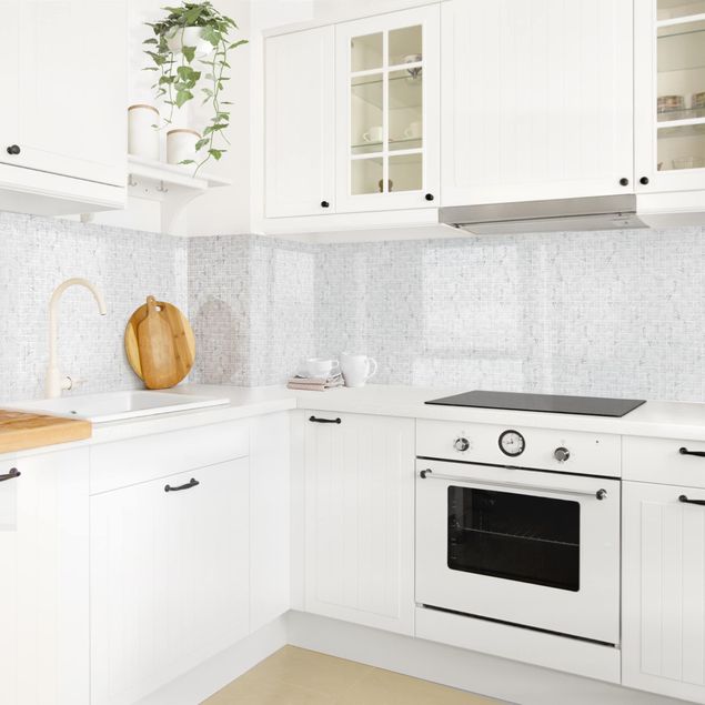 Küchenrückwand Fliesenoptik Mosaikfliese Marmoroptik Bianco Carrara
