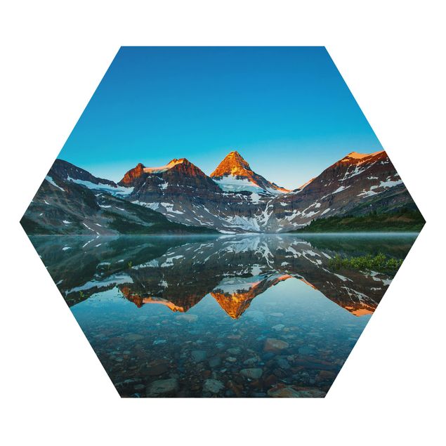 Hexagon Bild Alu-Dibond - Berglandschaft am Lake Magog in Kanada