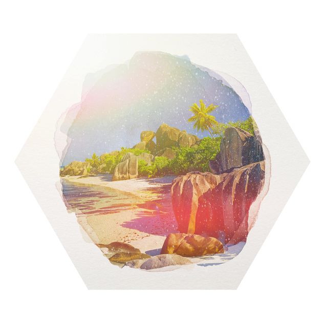 Hexagon Bild Forex - Wasserfarben - Traumstrand Seychellen