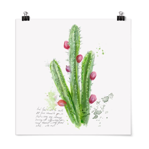 Blumenposter Kaktus mit Bibelvers II