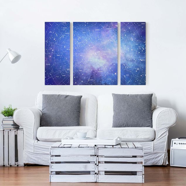 Moderne Leinwandbilder Wohnzimmer Sternbild Himmelkarte