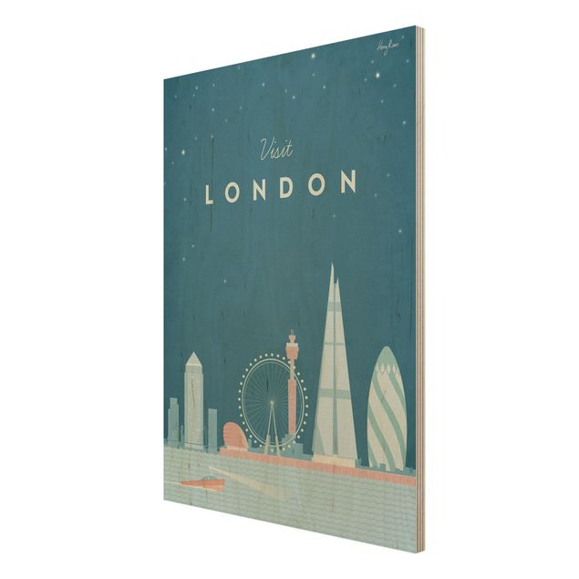Holzbild Skyline Reiseposter - London