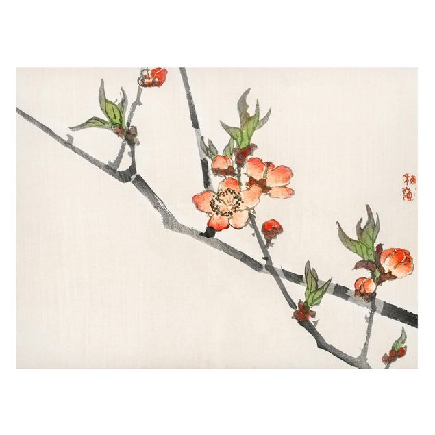 Magnettafel Blumen Asiatische Vintage Zeichnung Kirschblütenzweig