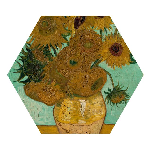 Moderne Holzbilder Vincent van Gogh - Vase mit Sonnenblumen