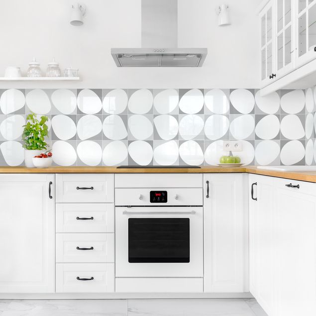 Küchenrückwand Fliesenoptik Oval Fliesen - Grau