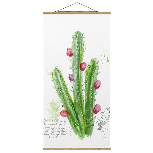 Stoffbild mit Posterleisten - Kaktus mit Bibelvers II - Hochformat 1:2