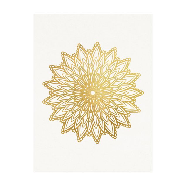 Goldener Teppich Mandala Sonne Illustration weiß gold