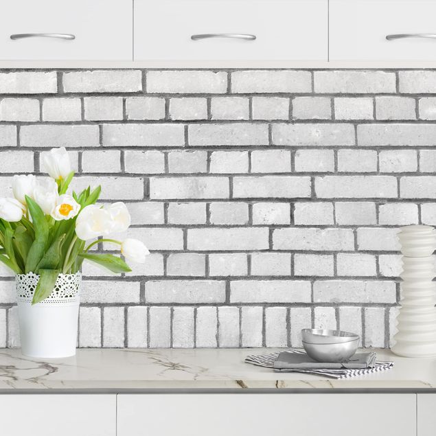 Küchenrückwände Platte Backstein Mauer Weiß