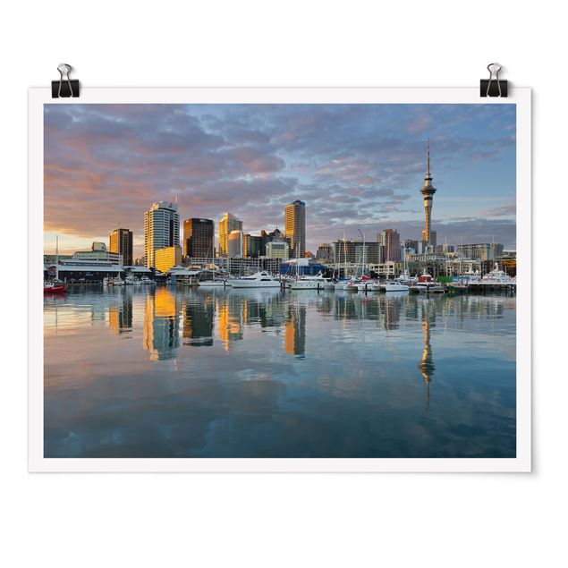 Poster - Auckland Skyline Sonnenuntergang - Querformat 3:4