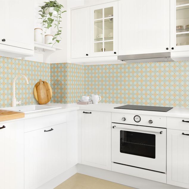 Küchenrückwand Muster Orientalisches Muster mit gelben Blüten