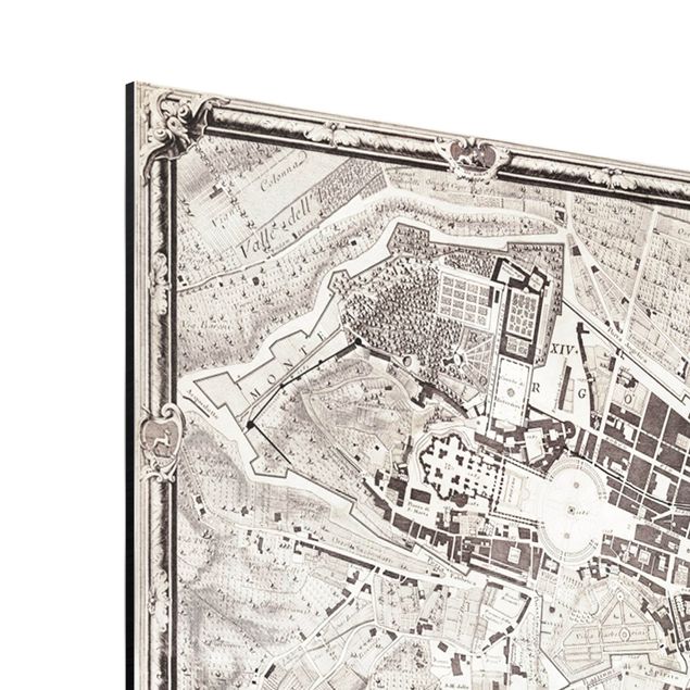 Aluminium Print gebürstet - Vintage Stadtplan Rom - Querformat 3:4