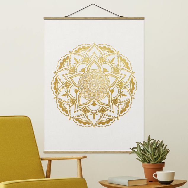 Bilder für die Wand Mandala Illustration Ornament weiß gold