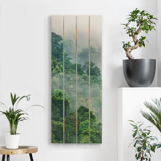 Holzbilder mit Blumen Dschungel im Nebel