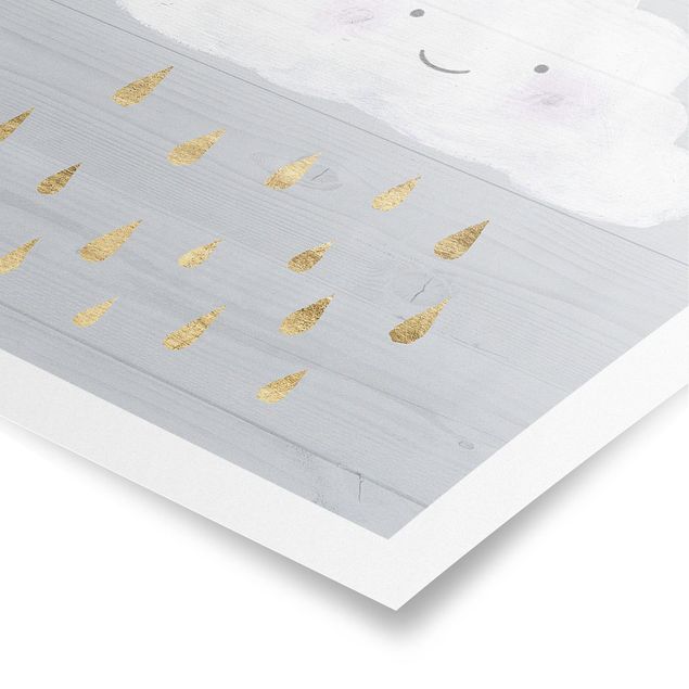 Poster - Wolke mit goldenen Regentropfen - Quadrat 1:1