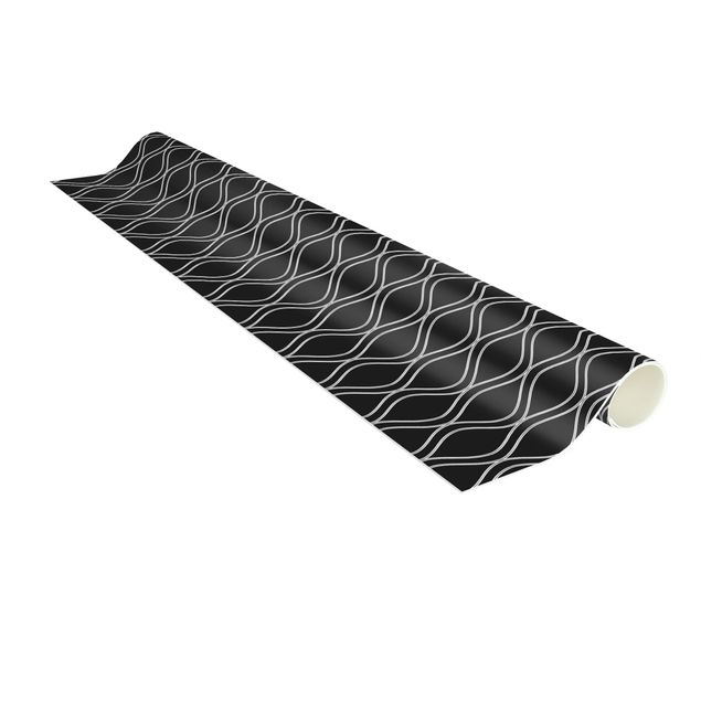 Moderne Teppiche Dunkles Retro Muster mit grauen Wellen