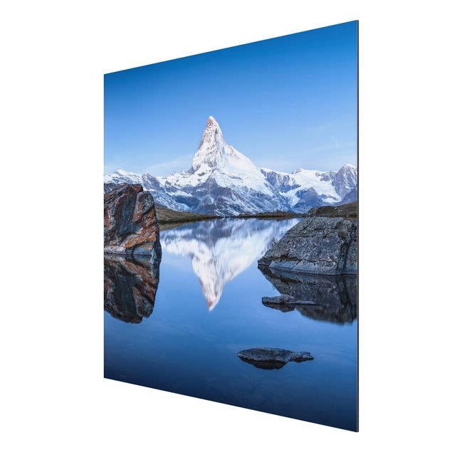 Alu-Dibond - Stellisee vor dem Matterhorn - Quadrat