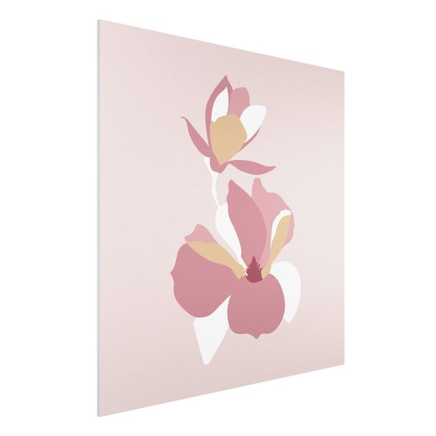 Forex Bilder Line Art Blüten Pastell Rosa