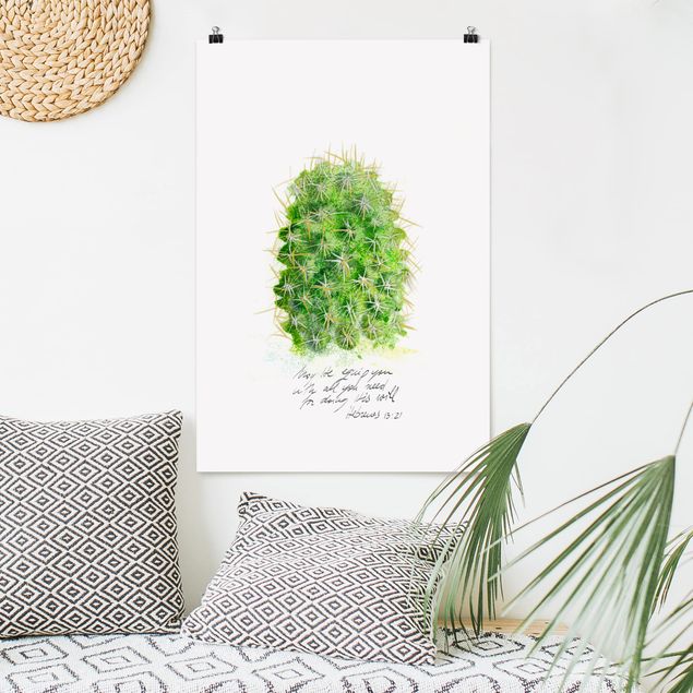 Kunstdrucke Poster Kaktus mit Bibelvers I