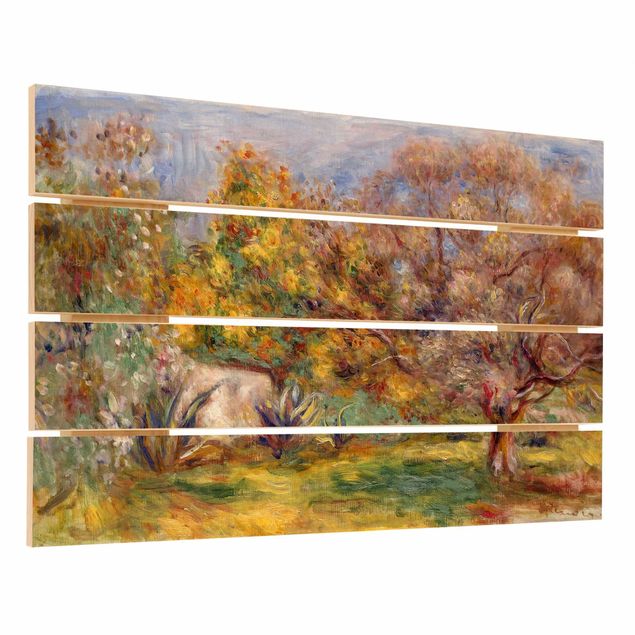 Wandbild Holz Auguste Renoir - Garten mit Olivenbäumen