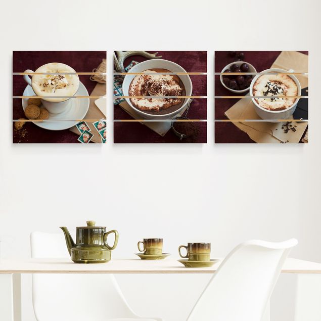 Moderne Holzbilder Heiße Schokolade mit Sahne