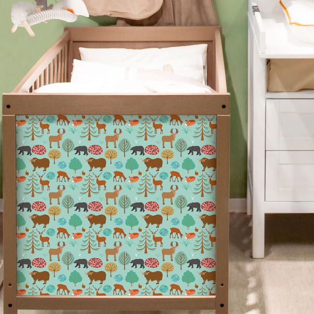Möbel Klebefolie matt Modernes Kindermuster mit Waldtieren