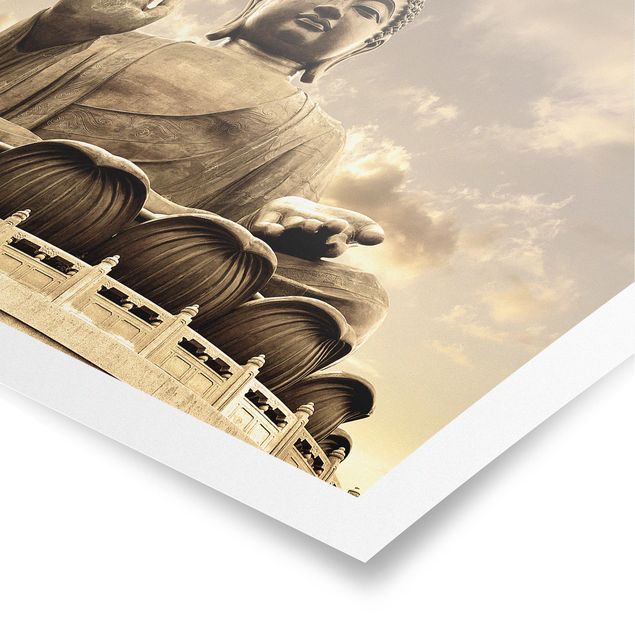 Poster - Großer Buddha Sepia - Querformat 2:3