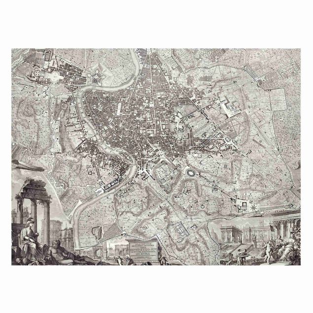 Magnettafel Skyline Vintage Stadtplan Rom