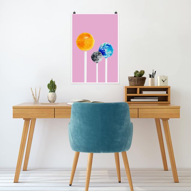 Poster Lollipops mit Planeten