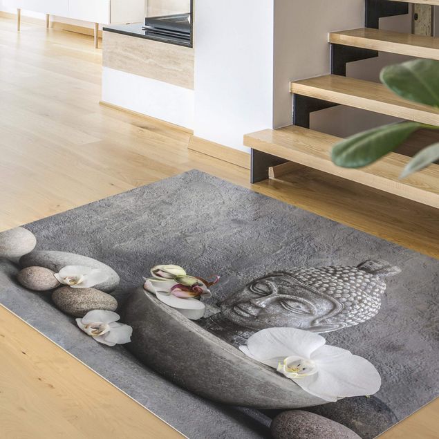 Teppiche Zen Buddha, Orchideen und Steine