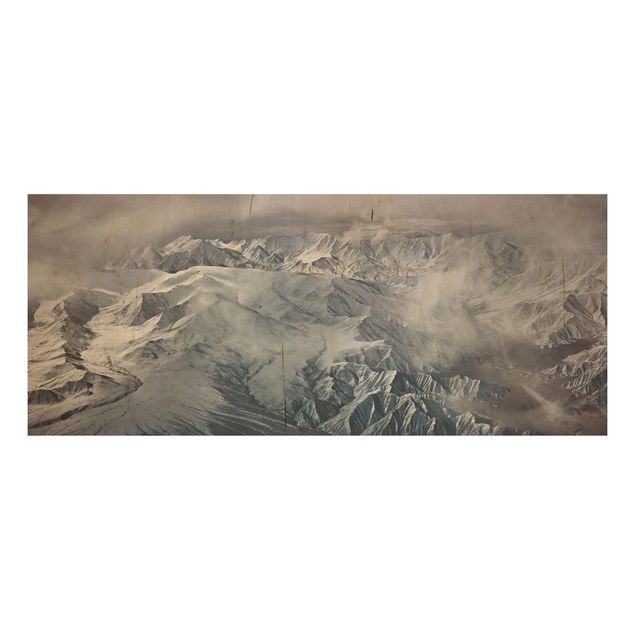 Moderne Holzbilder Berge von Tibet