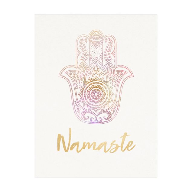 Teppich Orientalisch Hamsa Hand Illustration Namaste gold rosa