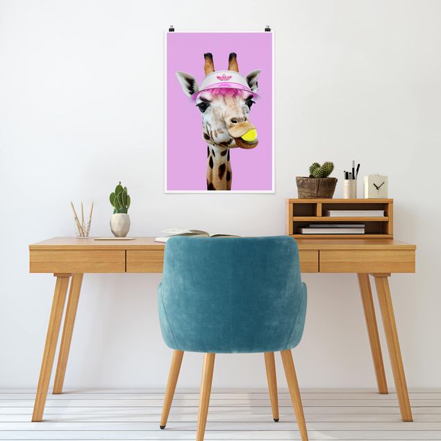 Kunstdrucke Poster Giraffe beim Tennis