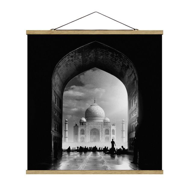 Stoffbild mit Posterleisten - Das Tor zum Taj Mahal - Quadrat 1:1
