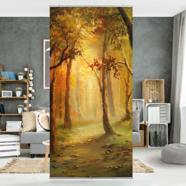 Vorhang Raumteiler Gemälde einer Waldlichtung