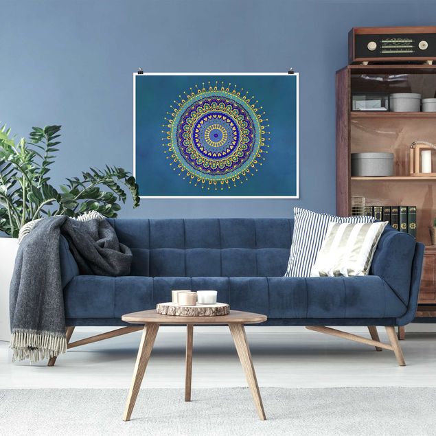 Wandbilder Mandala Blau Gold