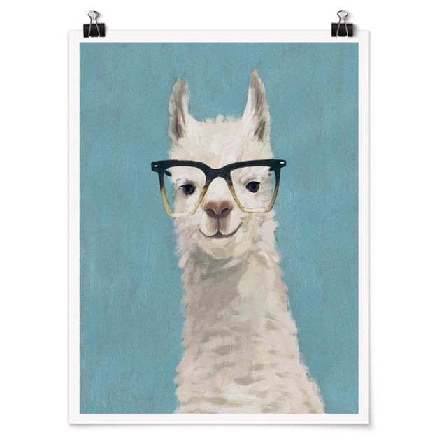 Poster Tiere Lama mit Brille IV
