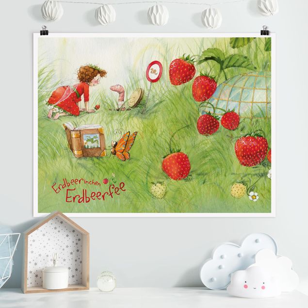 Poster Illustration Erdbeerinchen Erdbeerfee - Bei Wurm Zuhause
