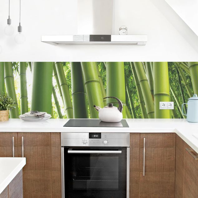 Küchenrückwand Glas Landschaft Bamboo Trees