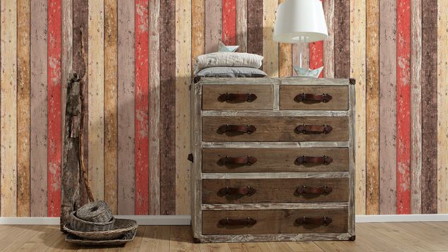 Tapeten rot A.S. Création Best of Wood`n Stone 2nd Edition in Beige Braun Rot - 895127