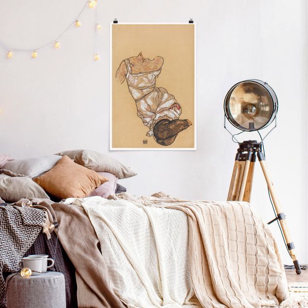 Poster Kunstdruck Egon Schiele - Weiblicher Torso in Unterwäsche