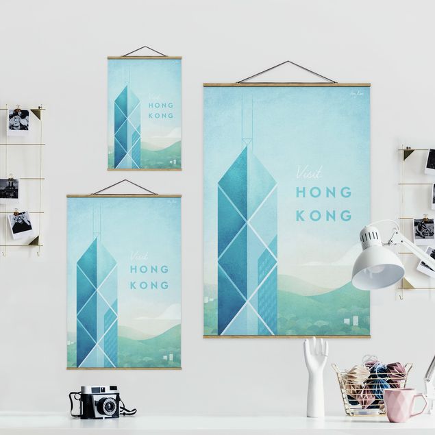 Stoffbild mit Posterleisten - Reiseposter - Hong Kong - Hochformat 2:3