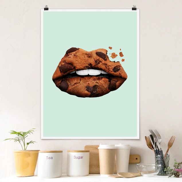 Kunstdrucke Poster Lippen mit Keks